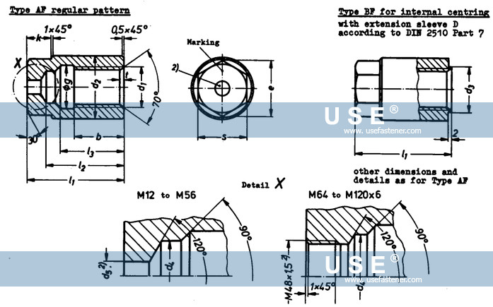 DIN 2510-6 bolted connections with reduced shank cap nuts